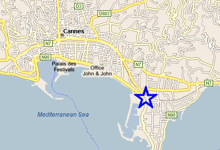 Map Cannes, John and John Real Estate, Ref 108