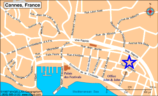 Map Cannes, John and John Real Estate, Ref 124