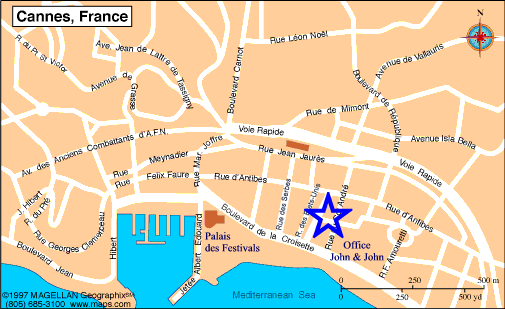 Map Cannes, John and John Real Estate, Ref 130