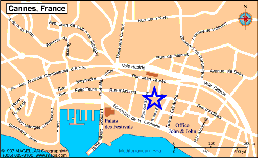Map Cannes, John and John Real Estate, Ref 227