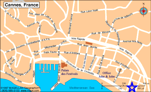 Map Cannes, John and John Real Estate, Ref 298