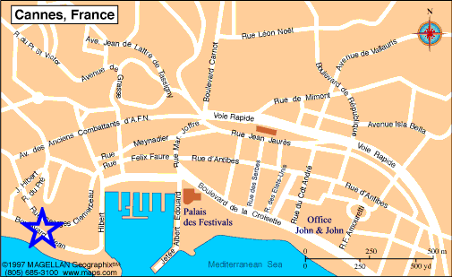 Map Cannes, John and John Real Estate, Ref 411