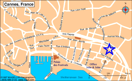 Map Cannes, John and John Real Estate, Ref 445